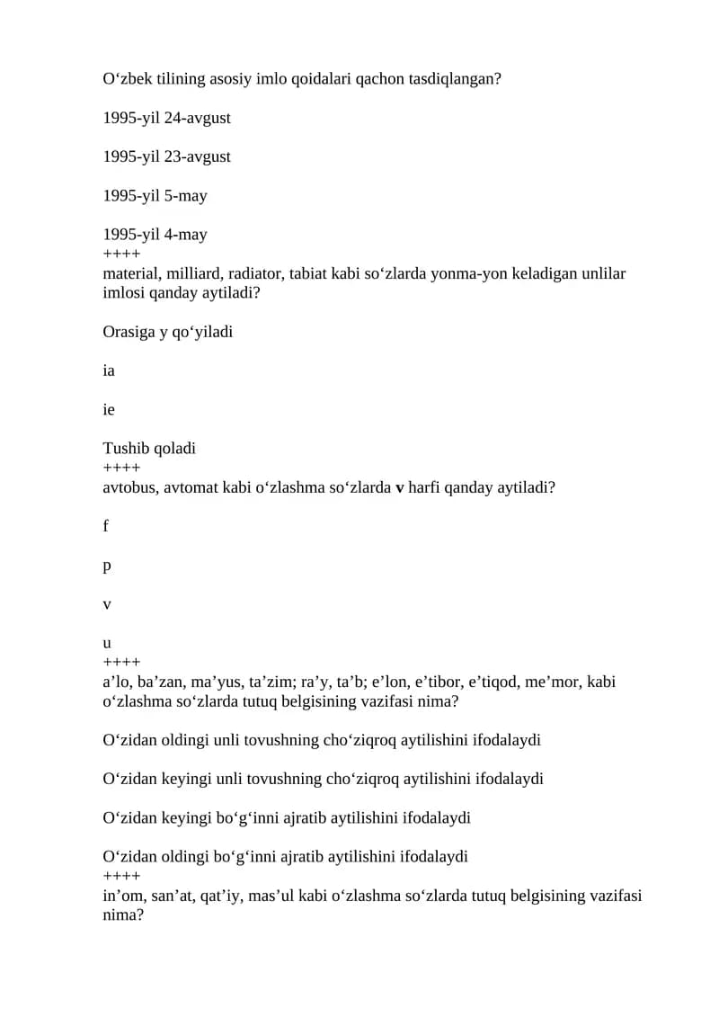 O‘zbek tilining asosiy imlo qoidalari