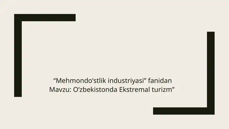 Oʻzbekistonda Ekstremal turizm