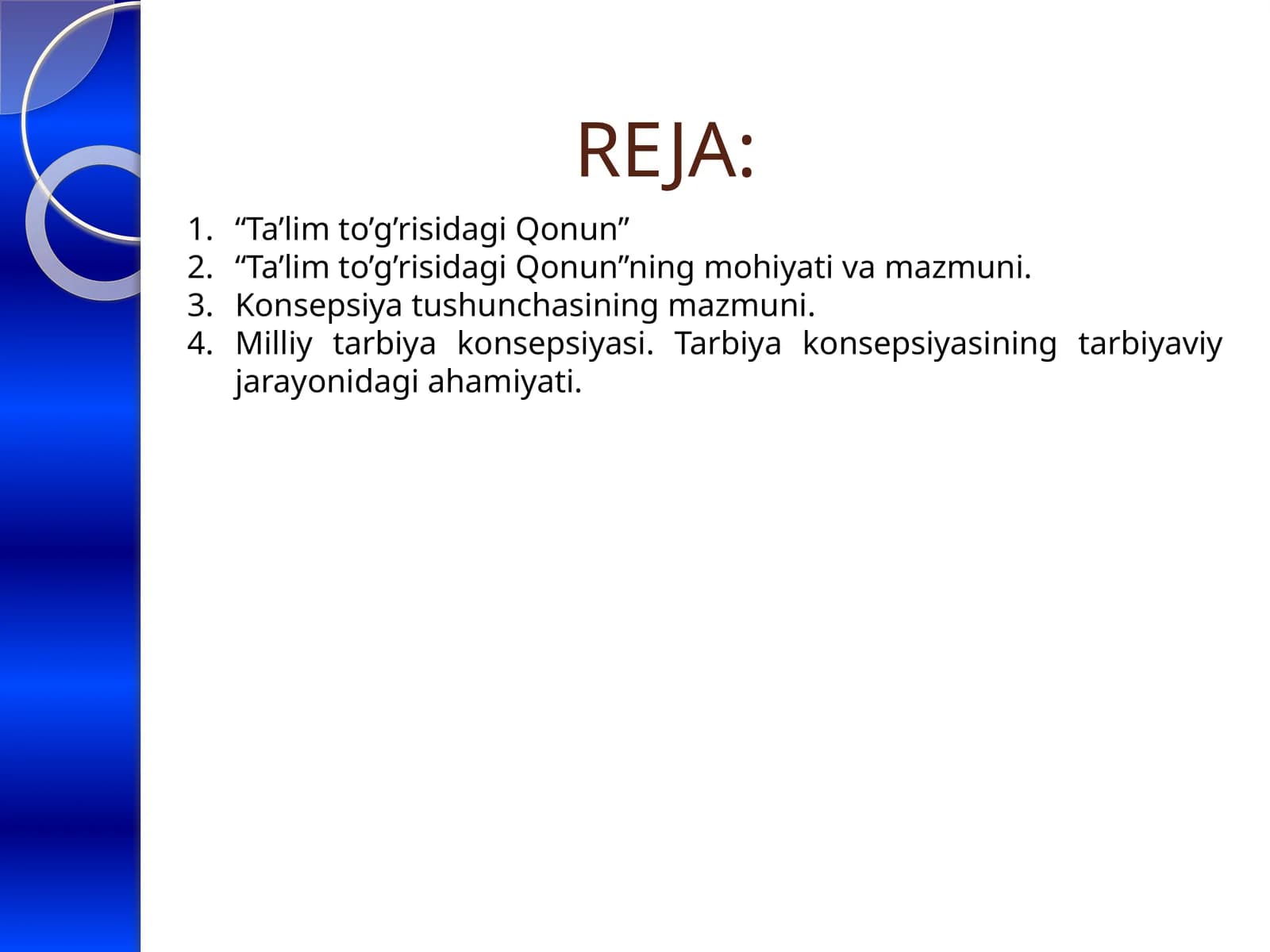 O‘ZBEKISTON RESPUBLIKASINING QONUNITA’LIM TO‘G‘RISIDA