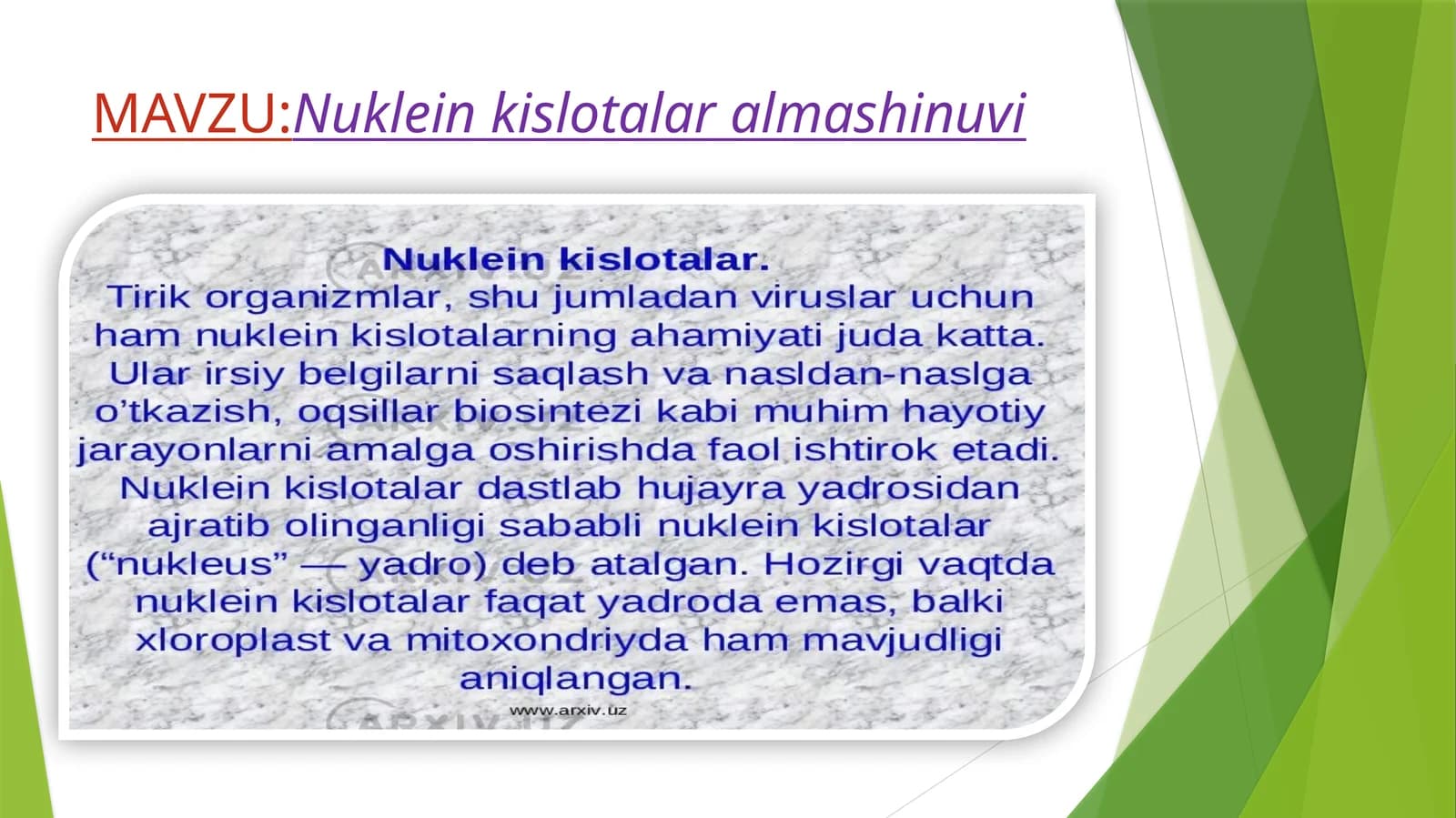 Nuklein kislotalar almashinuvi