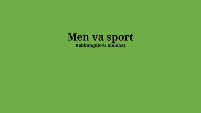 Sport va salomatlik