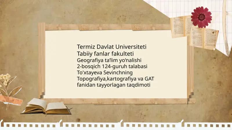 Yangi texnologiyalarga  asoslangan asboblardan topografiyada foydalanish
