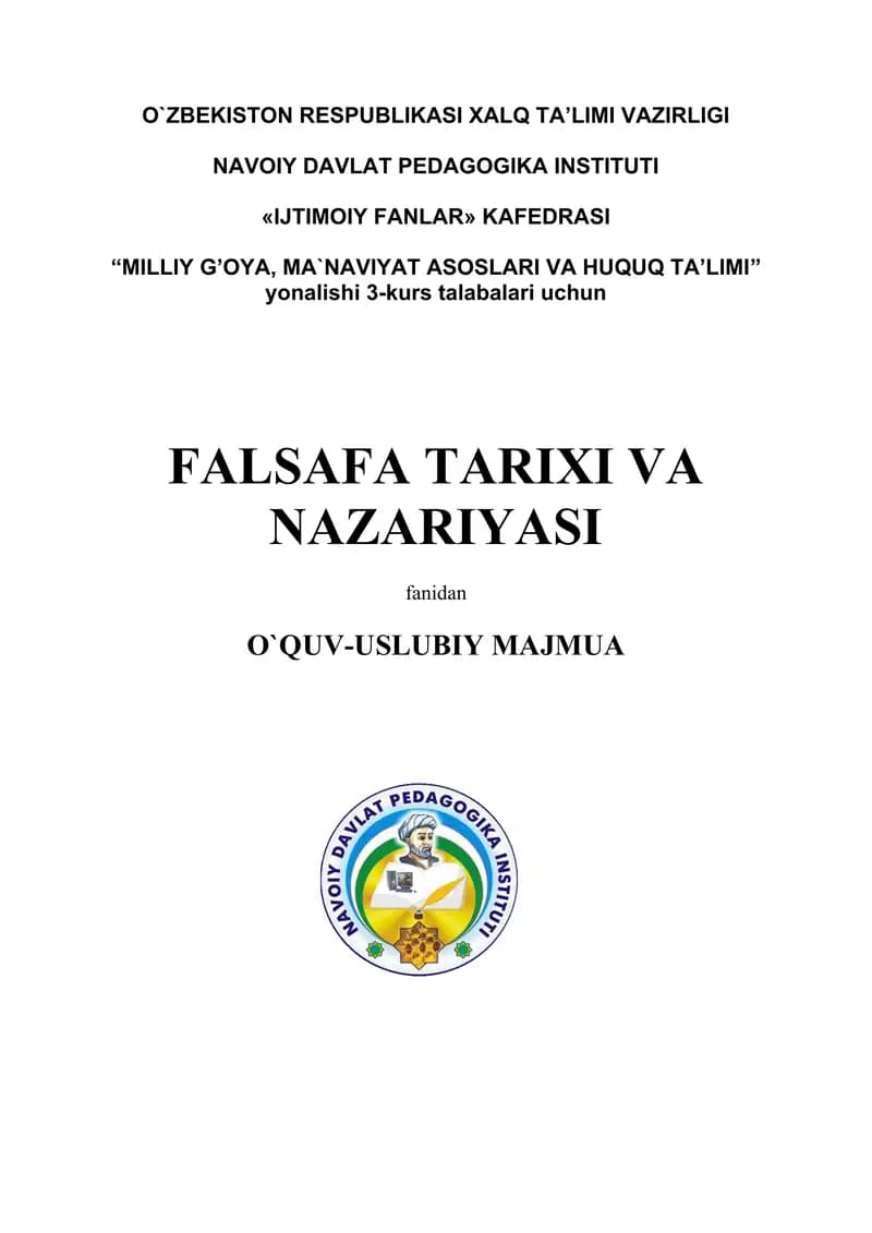 FALSAFA TARIXI VA NAZARIYASI