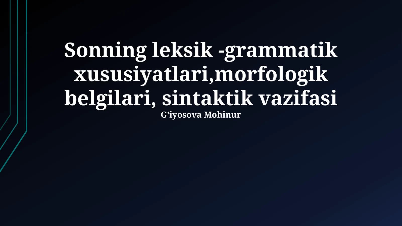 Sonning leksik-grammatik xususiyatlari