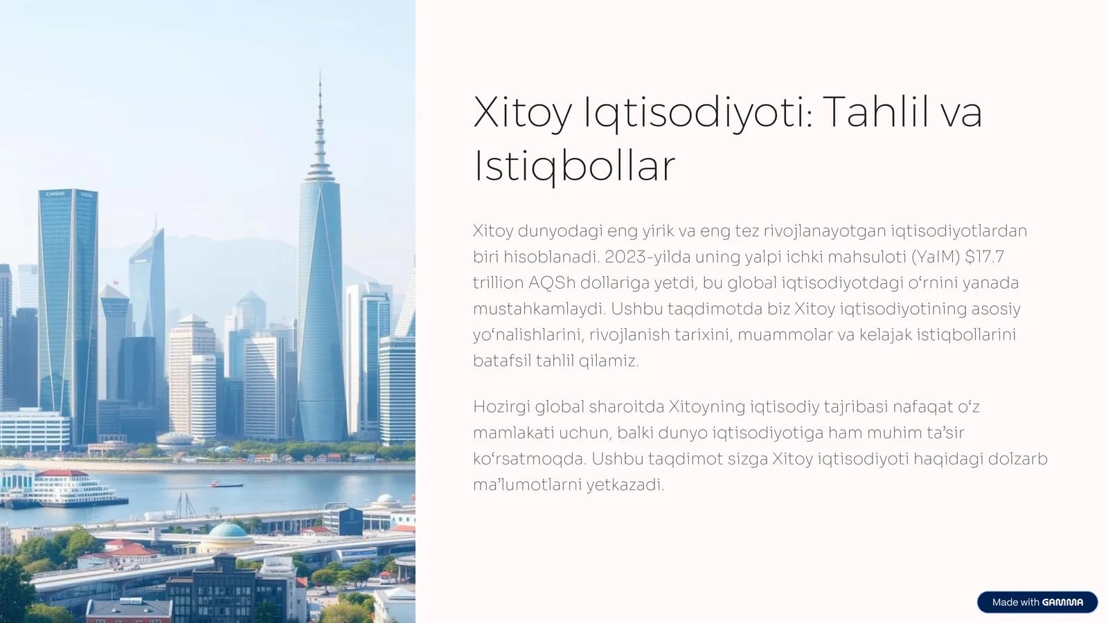 Xitoy Iqtisodiyoti: Tahlil va Istiqbollar