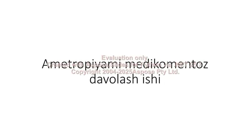 Ametropiyami medikomentoz davolash ishi