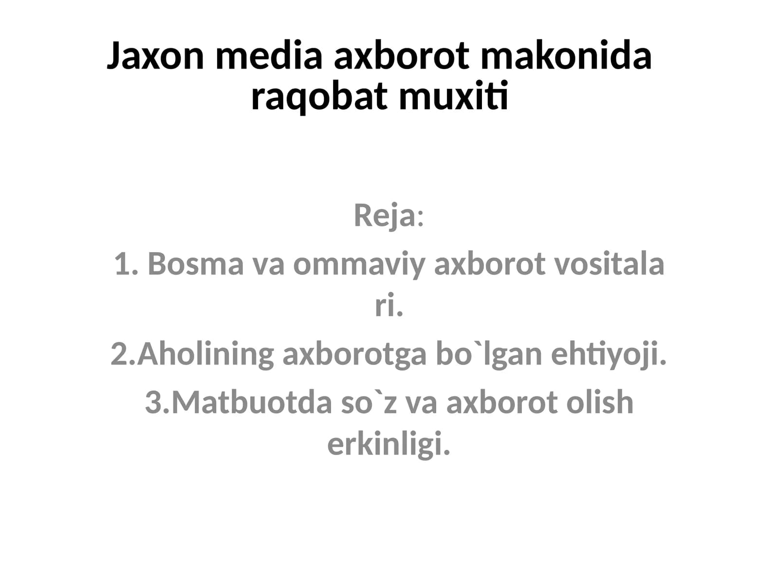 Jaxon media axborot makonida raqobat muxiti
