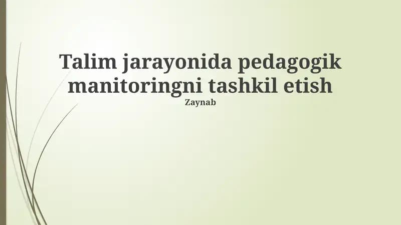 Ta'lim Jarayonida Monitoringni Amalga Oshirish Mexanizmlari