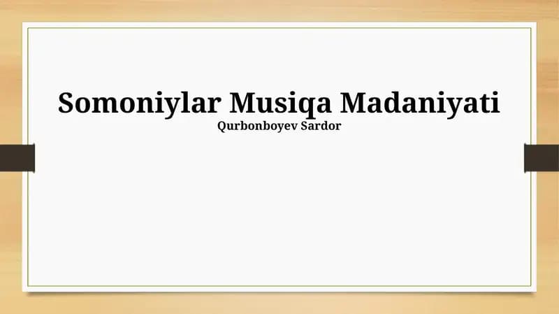 Somoniylar Musiqa Madaniyati