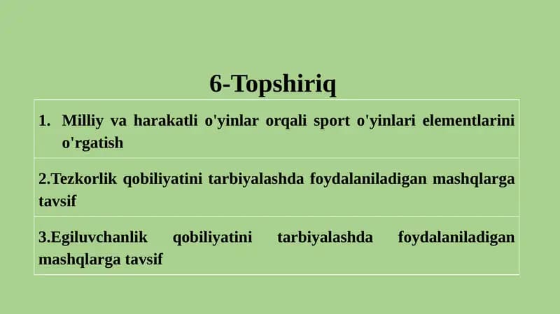 O'yinlar orqali sport o'yinlari elementlarini o'rgatish