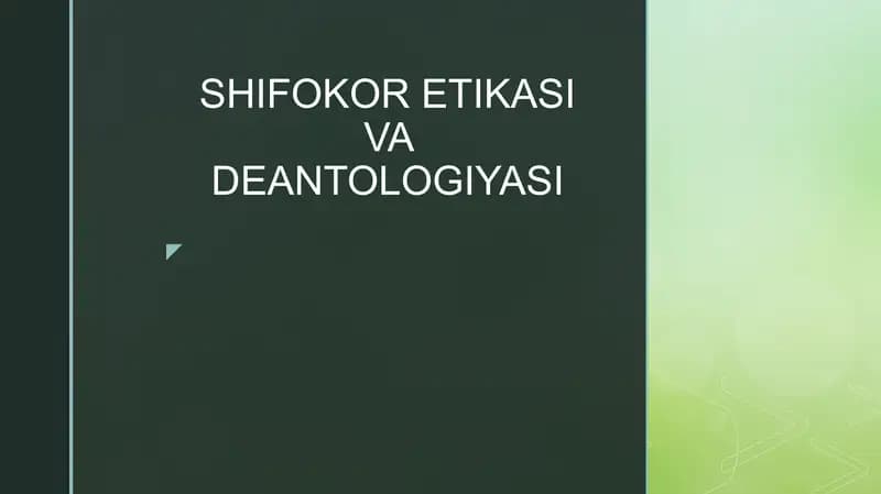Shifokor Etikasi va Deontologiyasi