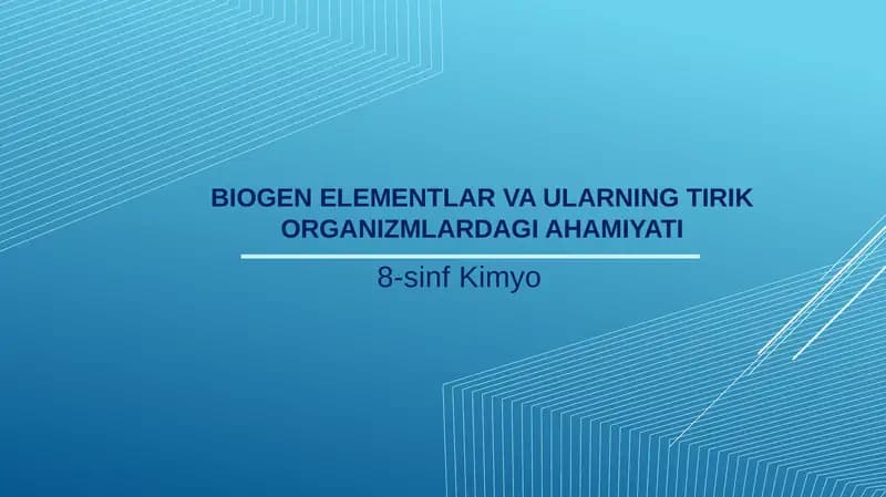 BIOGEN ELEMENTLAR VA ULARNING TIRIK