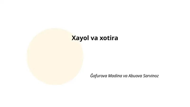 Xayol va xotira
