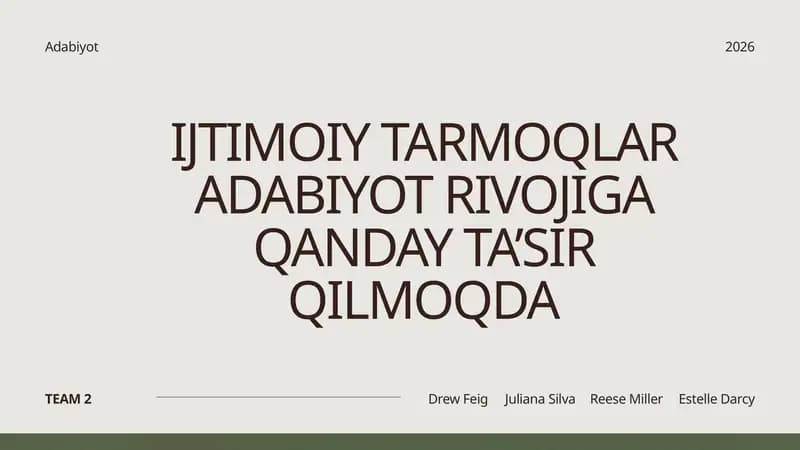 Adabiyotning ommalashuvi va ijtimoiy tarmoqlar