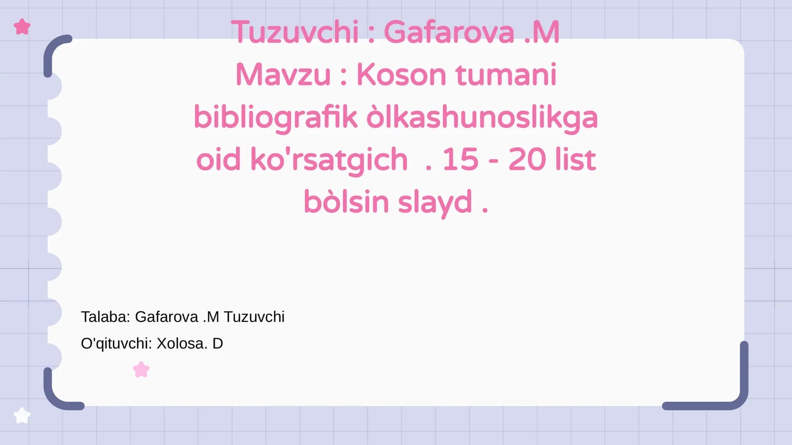 Koson tumani bibliografik òlkashunoslikga oid ko'rsatgich