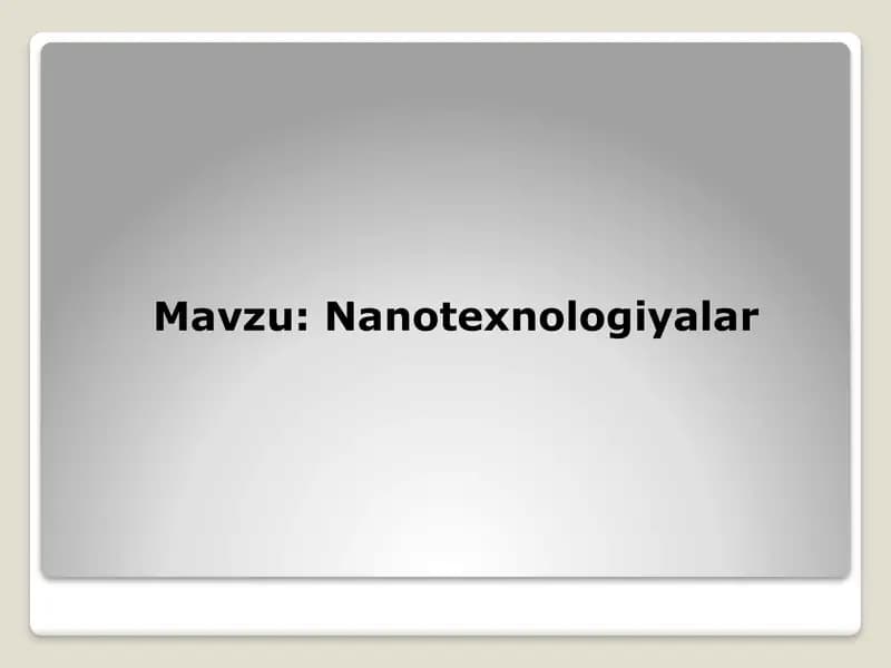Nanotexnologiyalar