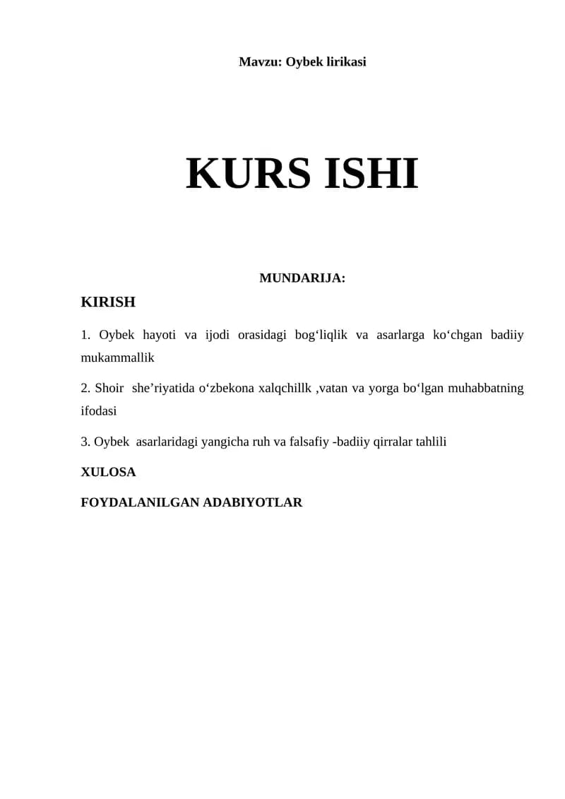 Oybek lirikasi
