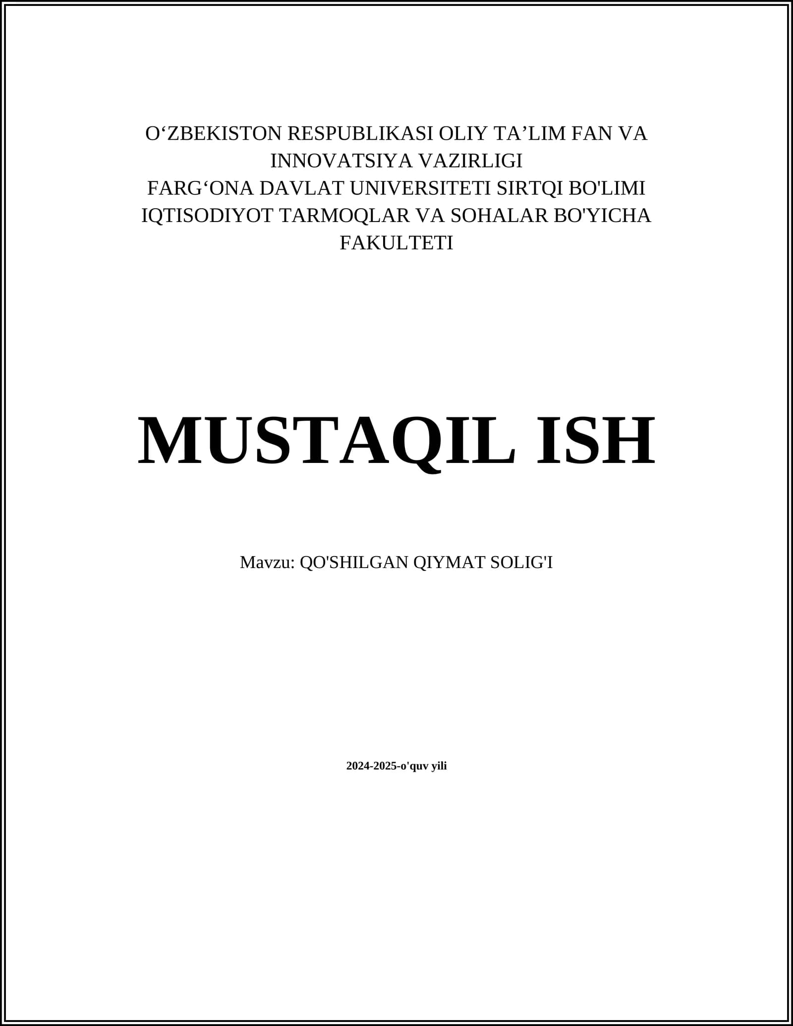 Qo'shilgan Qiymat Solig'i