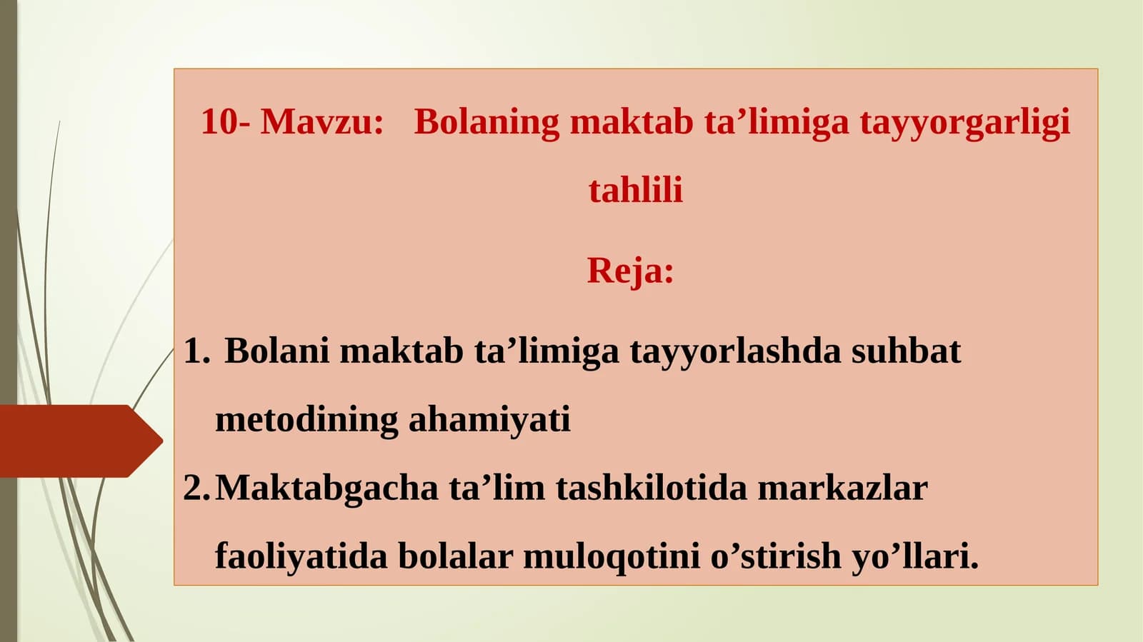 Bolaning maktab ta’limiga tayyorgarligitahlili