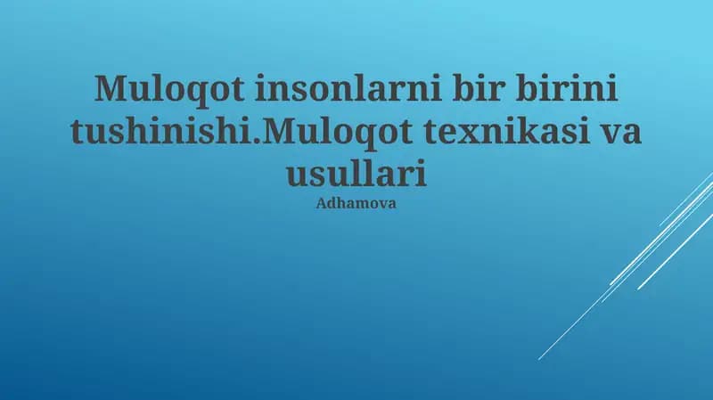 Muloqot texnikasi va usullari