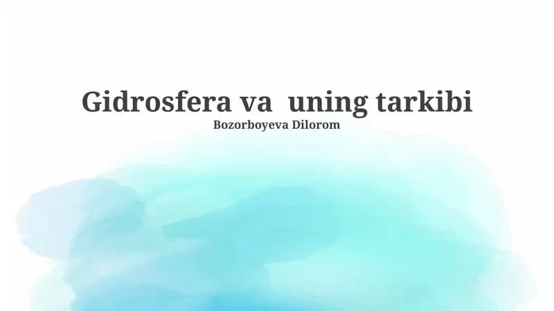 Gidrosfera va uning tarkibi