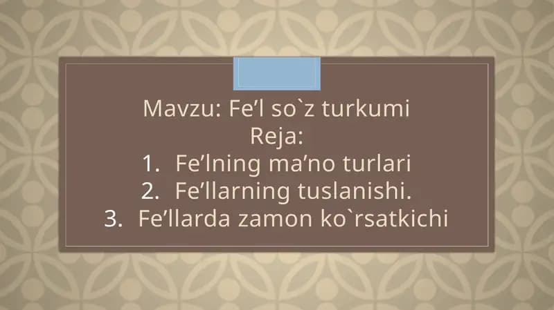 Fe’l so`z turkumi