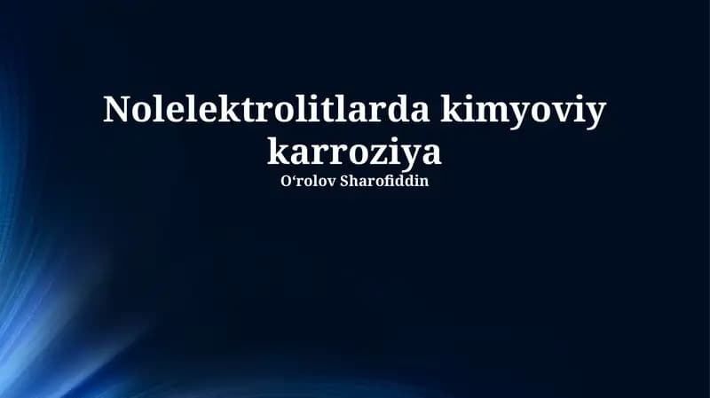 Nolelektrolitlarda kimyoviy korroziya