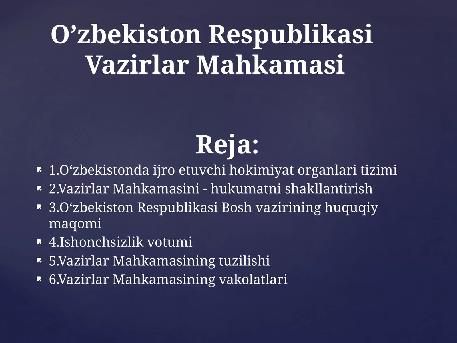 O‘zbekiston Respublikasi Vazirlar Mahkamasi