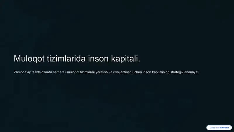 Inson Kapitali: Zamonaviy Tushuncha