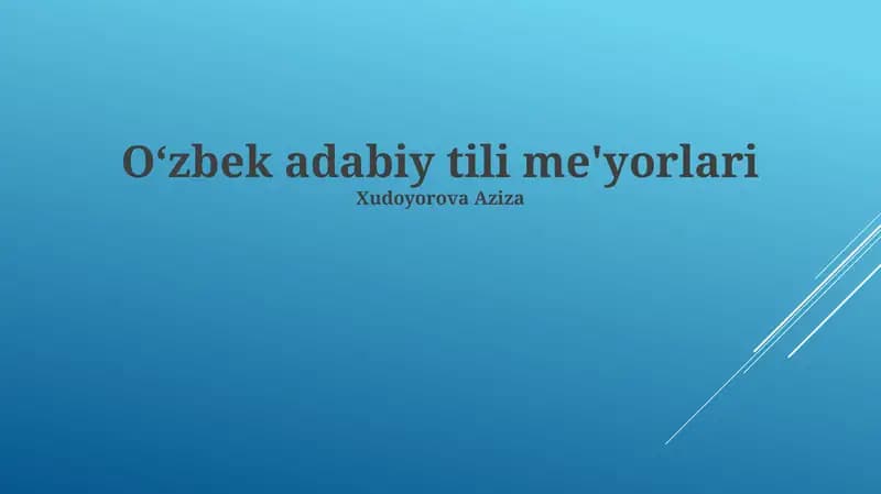 Oʻzbek adabiy tili me'yorlari