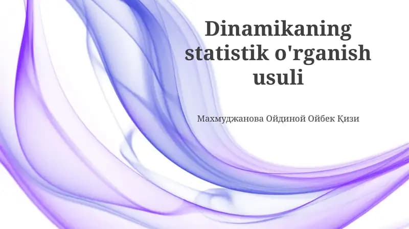 Statistik Dinamik Tahlilga Kirish