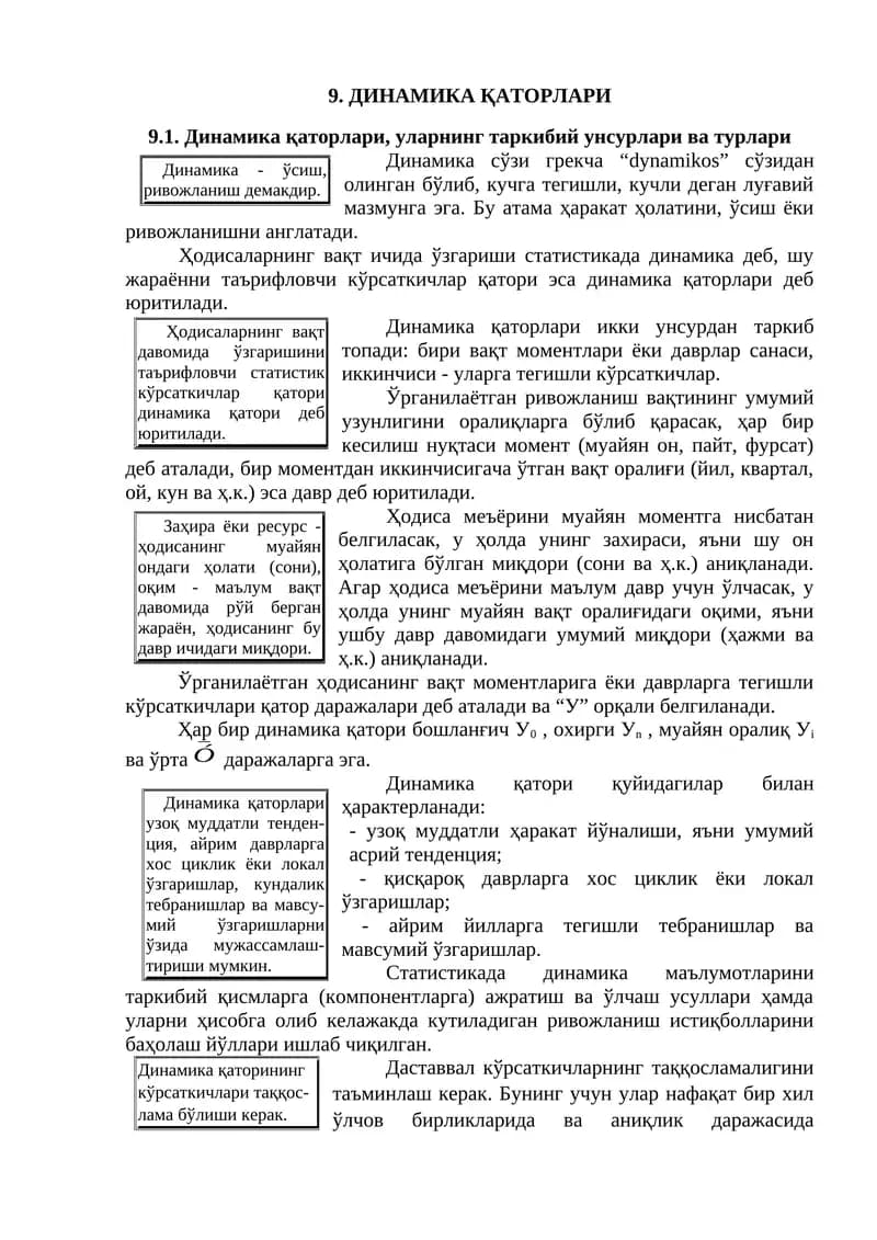 ДИНAМИКА ҚАТОРЛАРИ