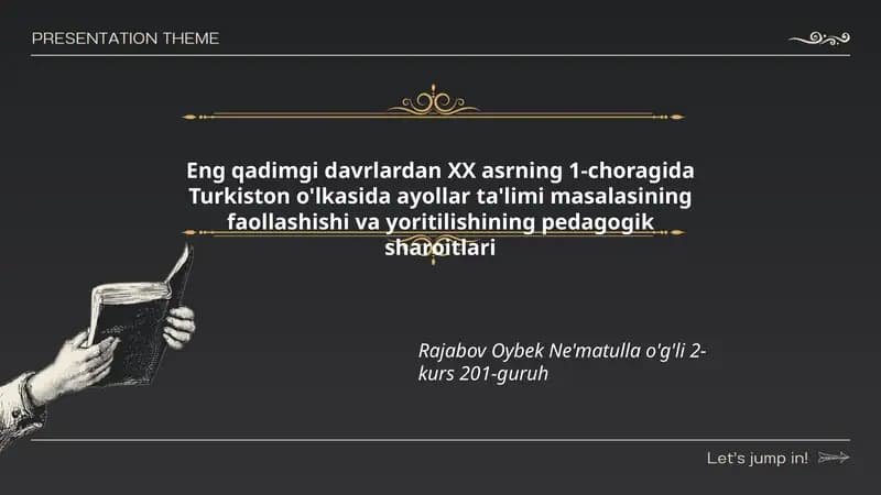 Ayollar ta'limi masalasining faollashishi va yoritilishining pedagogik sharoitlari