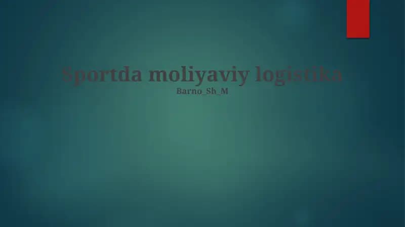 Sportda moliyaviy logistika