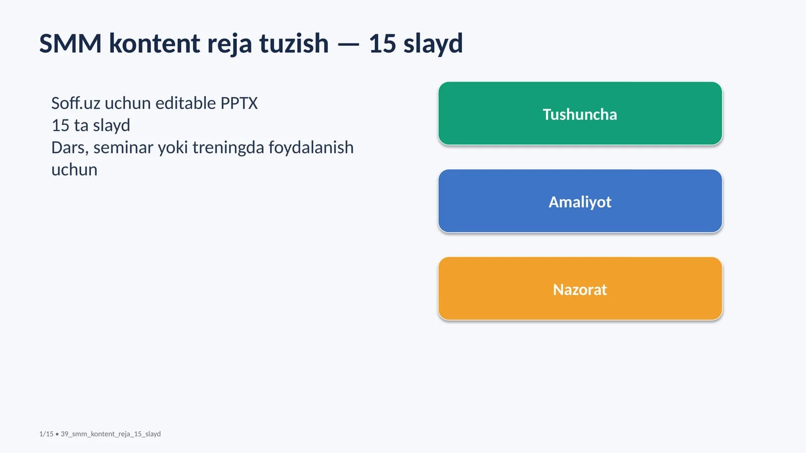 SMM kontent reja tuzish — 15 slayd
