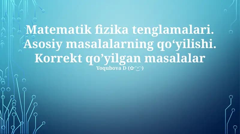 Matematik Fizika Tenglamalari