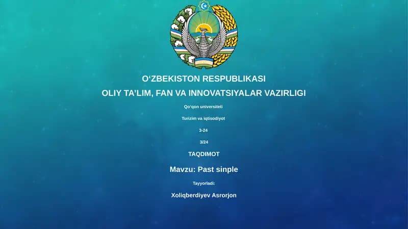 O'tgan oddiy zamon (Past Simple)
