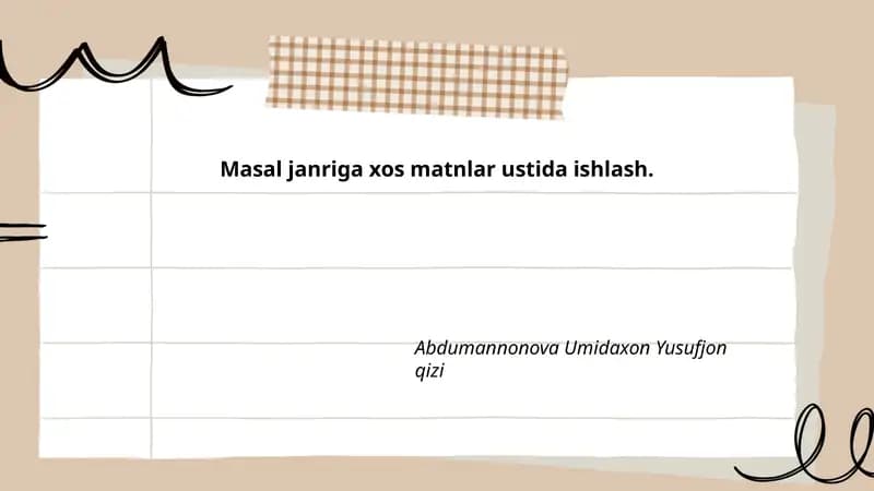 Masallar janri tahlili