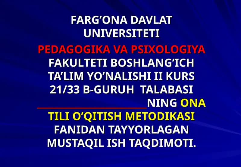 O'qitish metodikasi