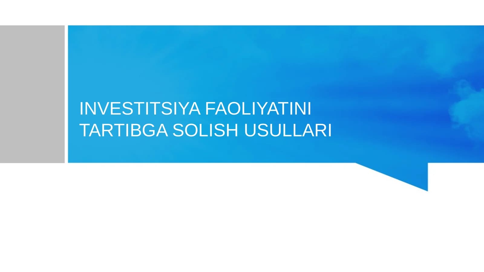 Investitsiya faoliyatini tartibga solish usullari