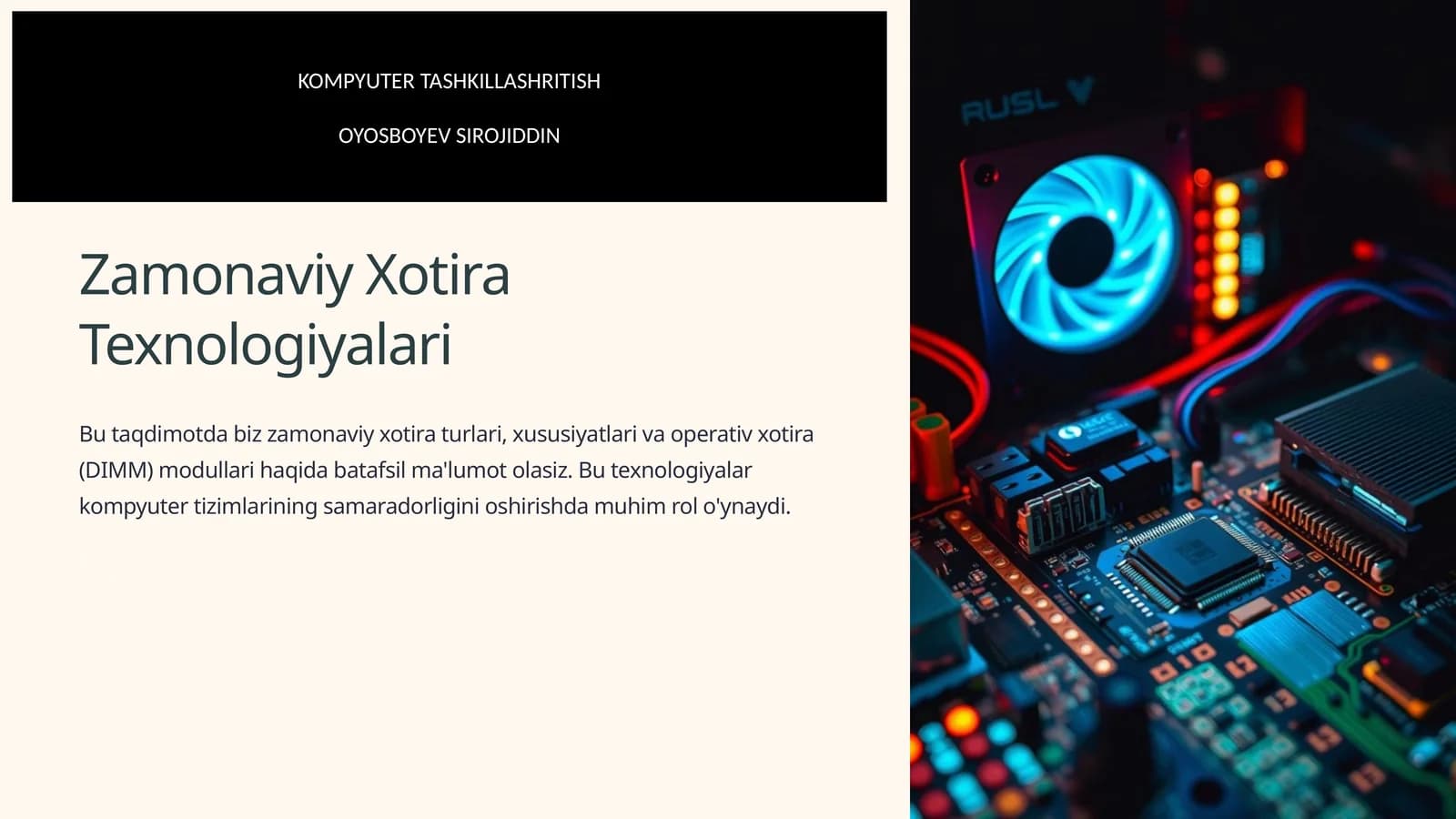 Zamonaviy Xotira Texnologiyalari