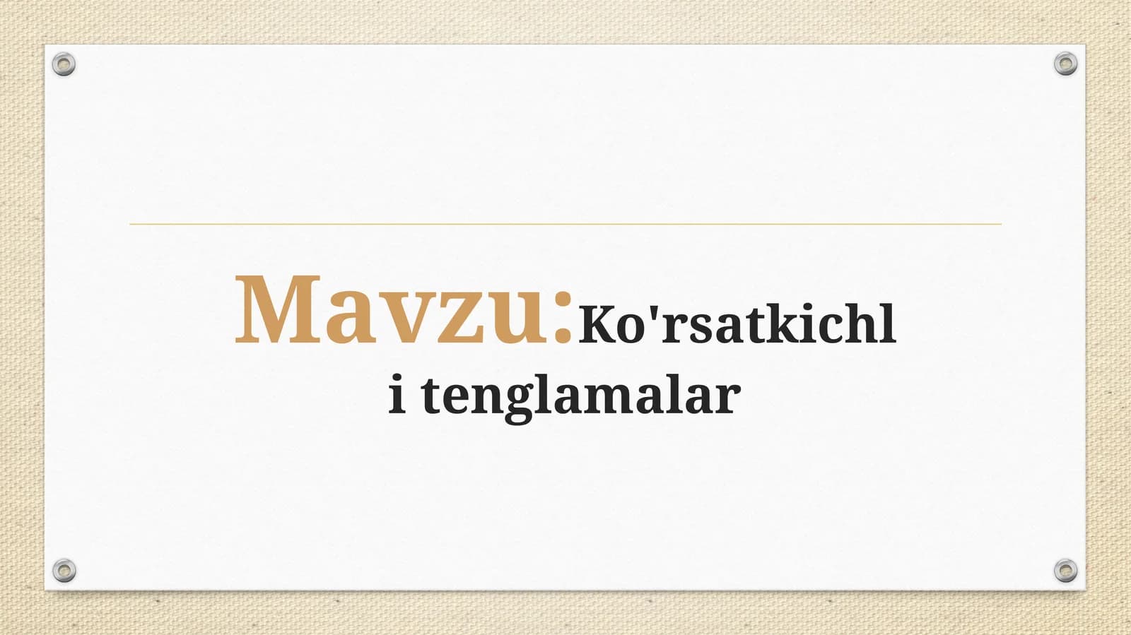Ko'rsatkichlitenglamalar