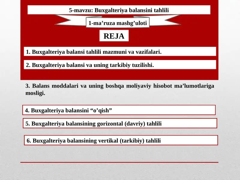 Buxgalteriya balansini tahlili