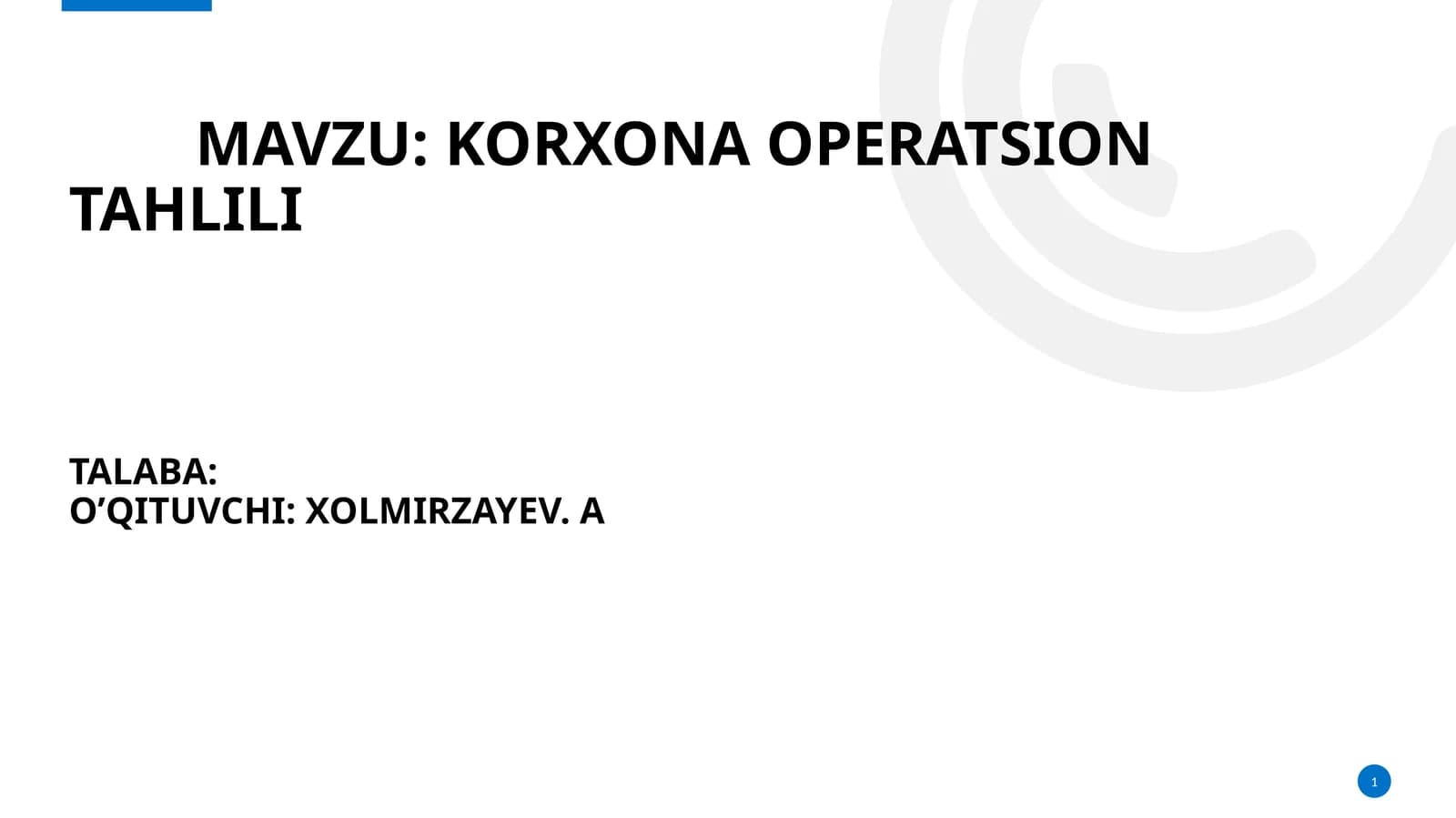 Korxona operatsion tahlili
