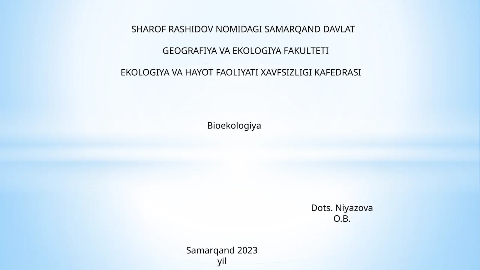 Bioekologiya
