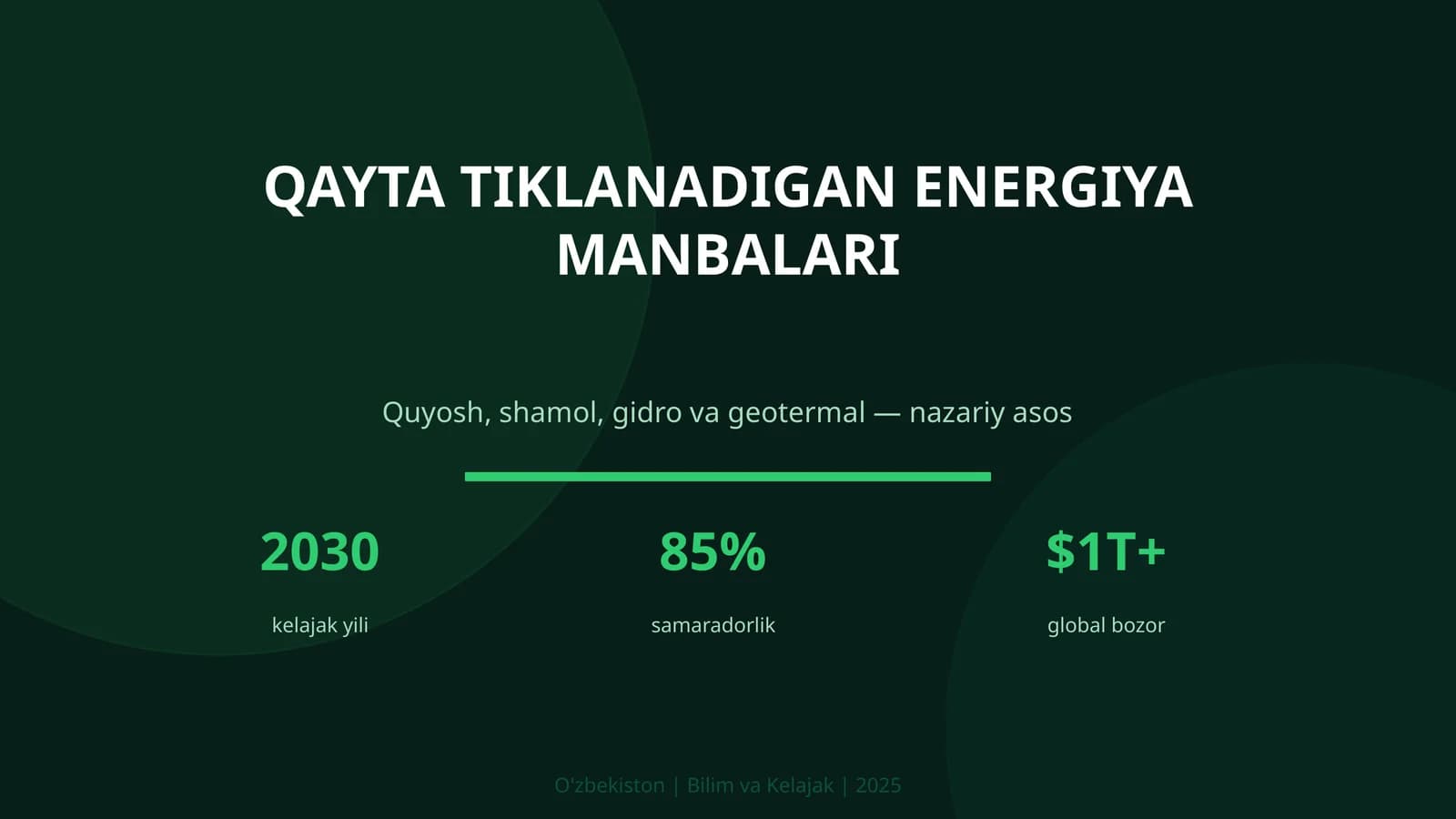 QAYTA TIKLANADIGAN ENERGIYA MANBALARI