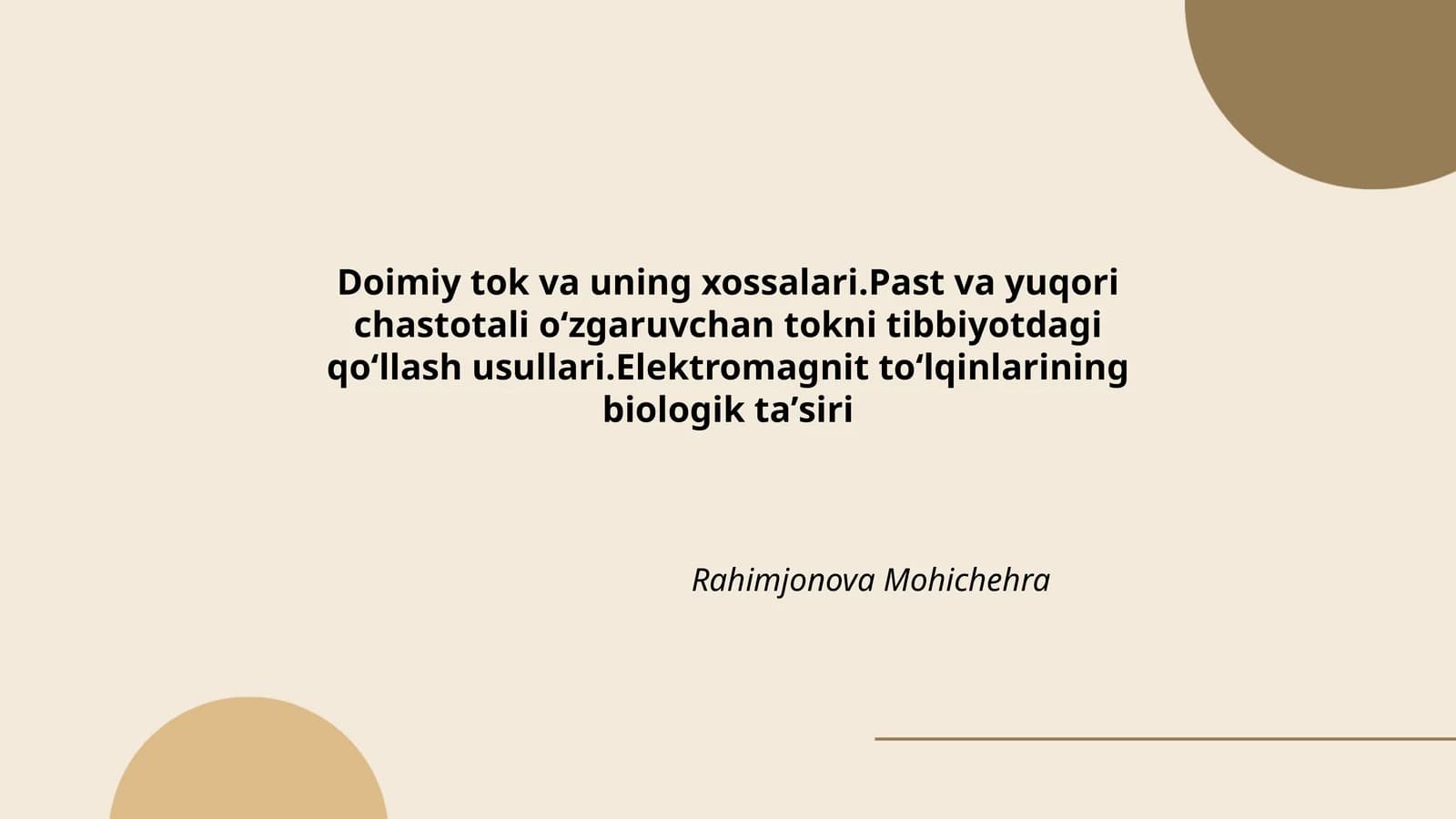 Doimiy tok va uning xossalari
