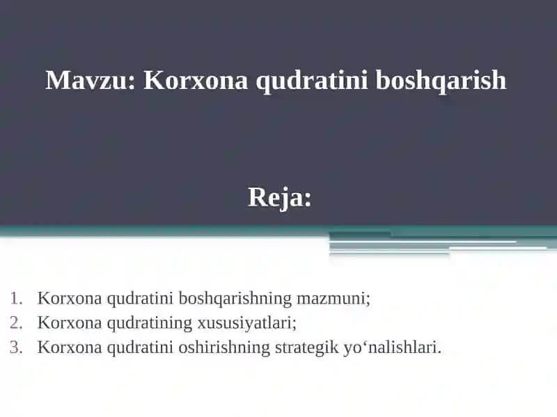 Korxonaqudratiniboshqarish