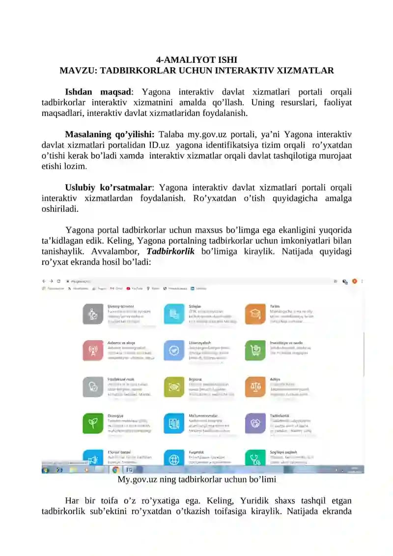 TADBIRKORLAR UCHUN INTERAKTIV XIZMATLAR
