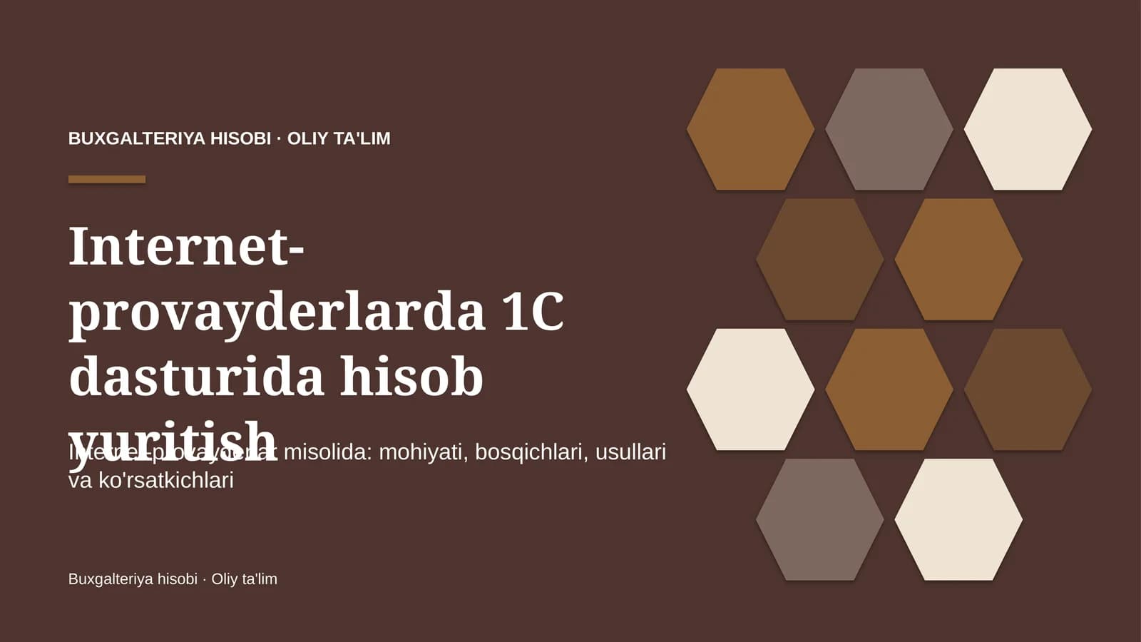 Internet-provayderlarda 1C dasturida hisob yuritish
